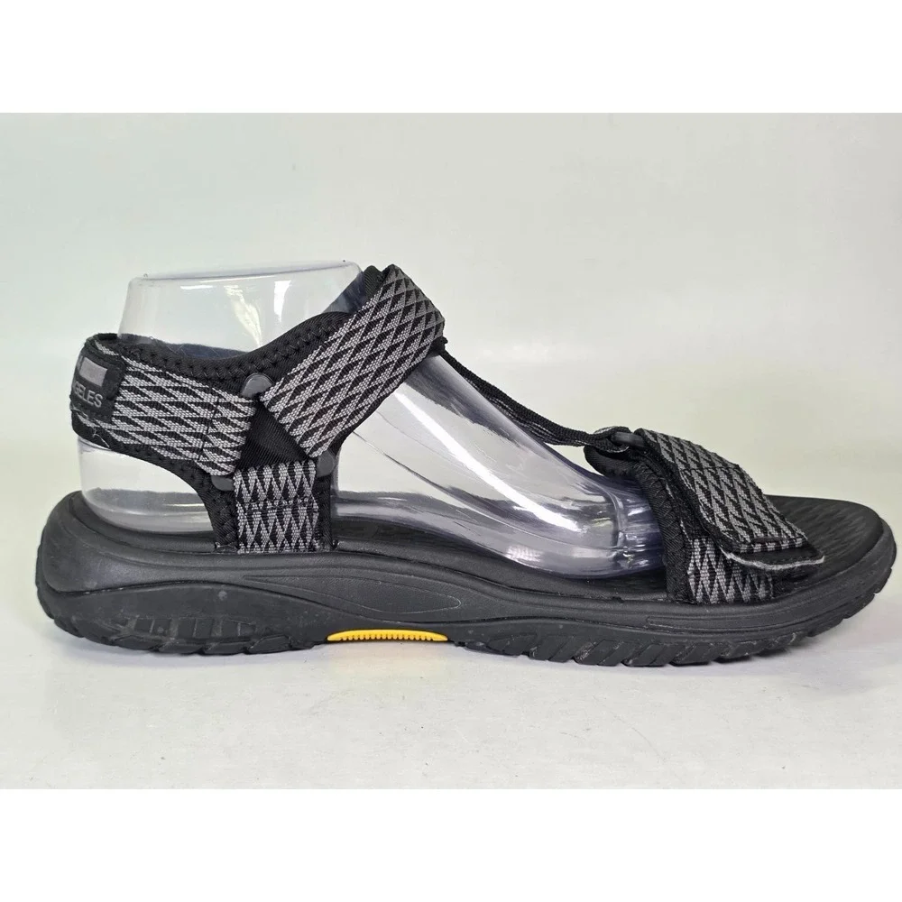 Skechers Lomell Rip Tide Sandals Men's 8 Black Gray Goodyear Relaxed Fit‎ Shoes